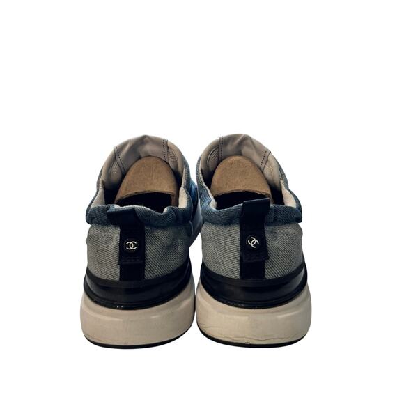 Chanel Denim Suede Womens CC Sneakers Blue 39 - Picture 4 of 8